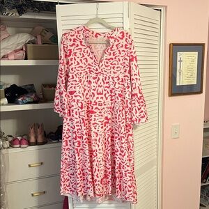 Pink and White Patterned Dress